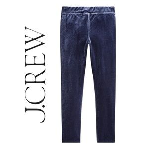 J. Crew Blue Stretch Velvet Leggings Fitted Cozy Comfy Lounge Pants Pull On Sz M
